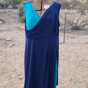 Blue and teal wrap dress
